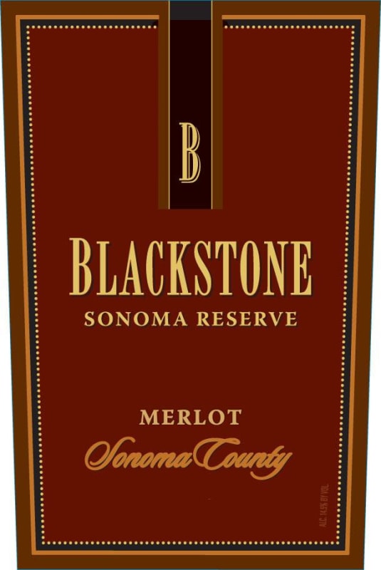 Blackstone Sonoma Reserve Merlot 2012 Front Label