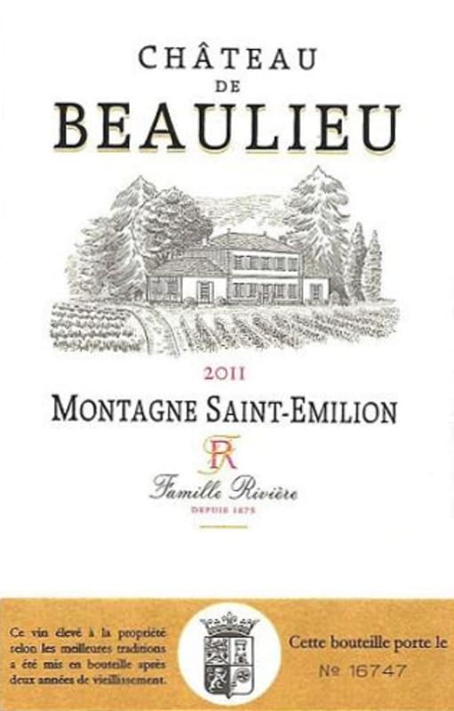 Maison Riviere Chateau De Beaulieu 2011 Front Label