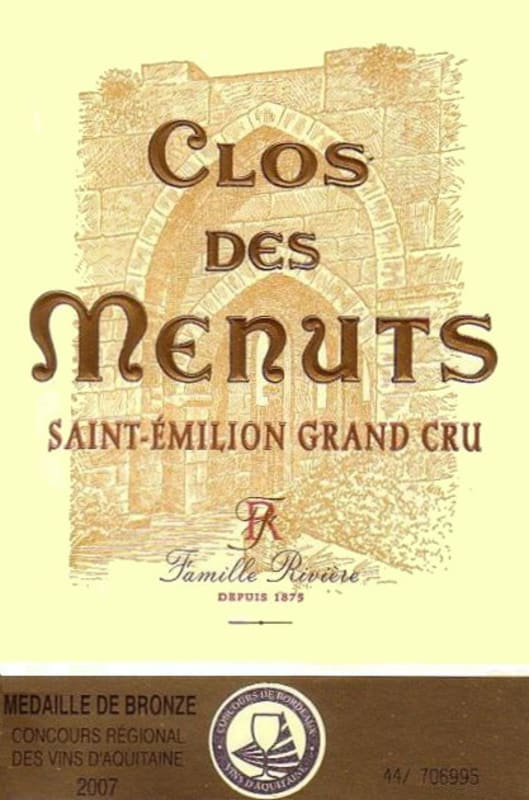 Maison Riviere Clos des Menuts 2009 Front Label