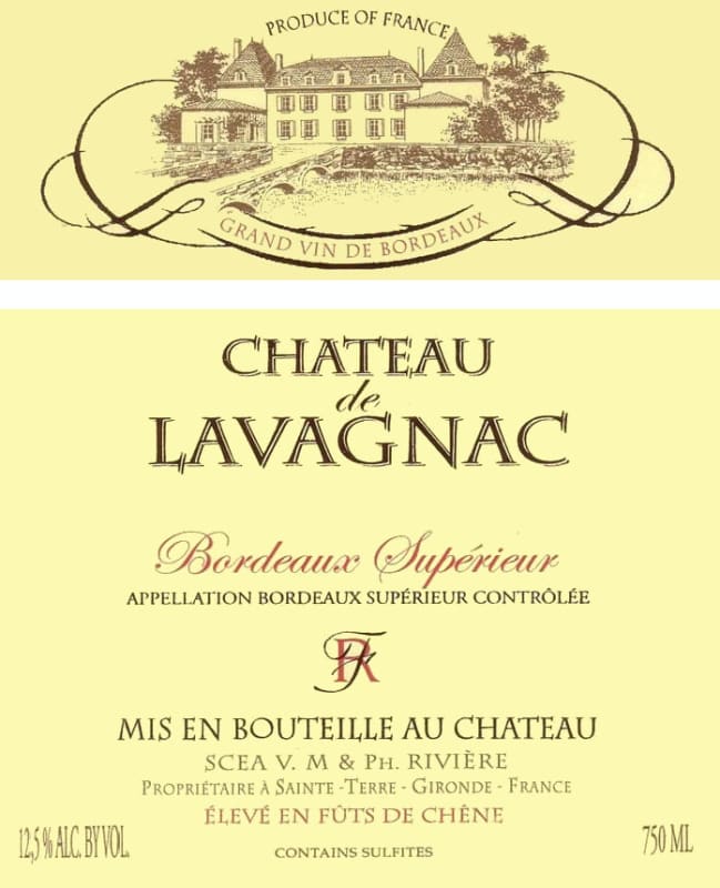 Maison Riviere Chateau de Lavagnac 2012 Front Label