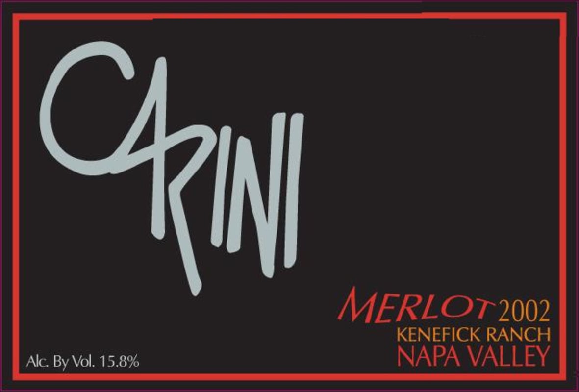 Carini Winery Kenefick Ranch Merlot 2002 Front Label