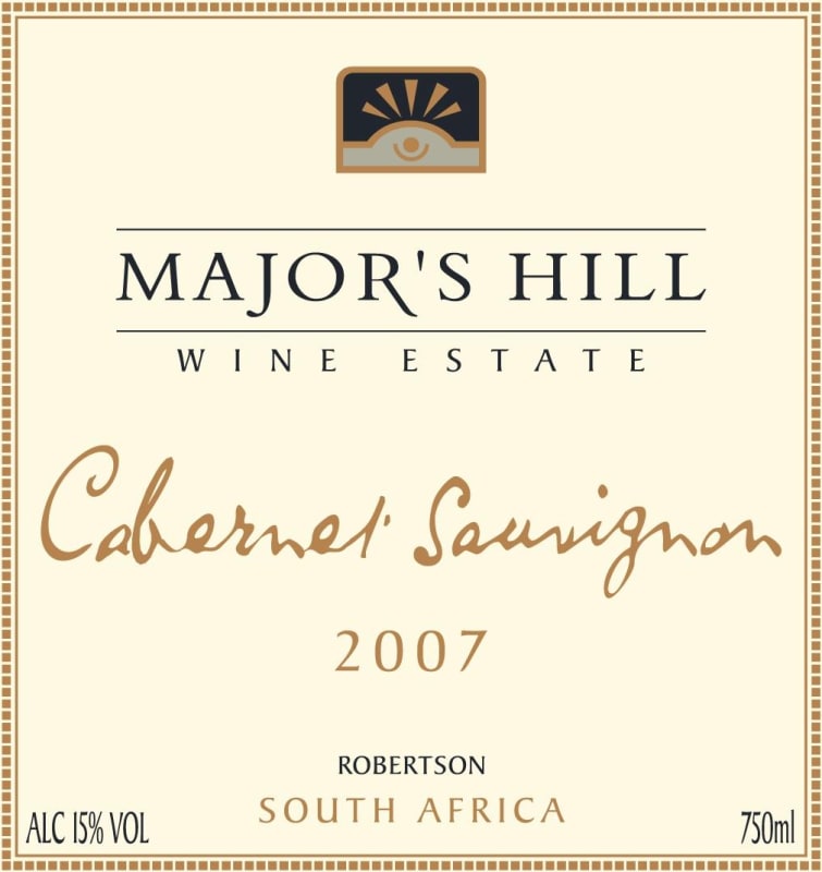 Major's Hill Wine Estate Cabernet Sauvignon 2007 Front Label