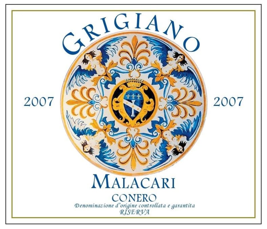 Malacari Rosso Conero Riserva Grigiano 2007 Front Label