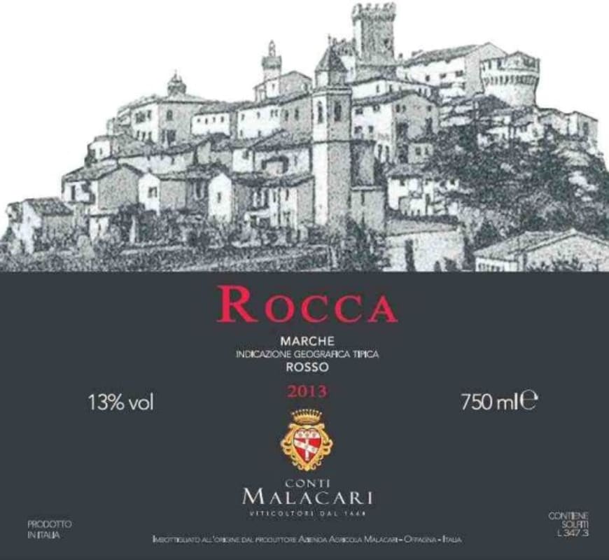 Malacari Marche Rocca Rosso 2013 Front Label