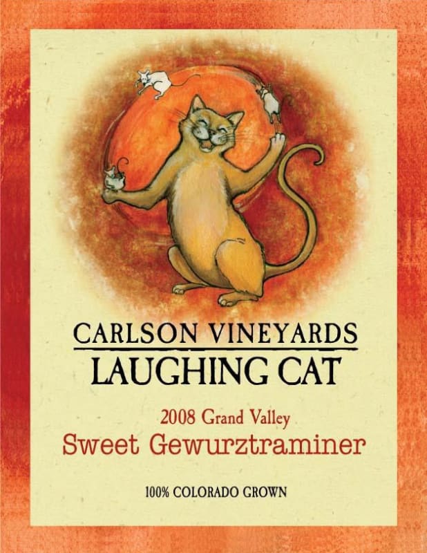 Carlson Vineyards Laughing Cat Sweet Gewurztraminer 2008 Front Label