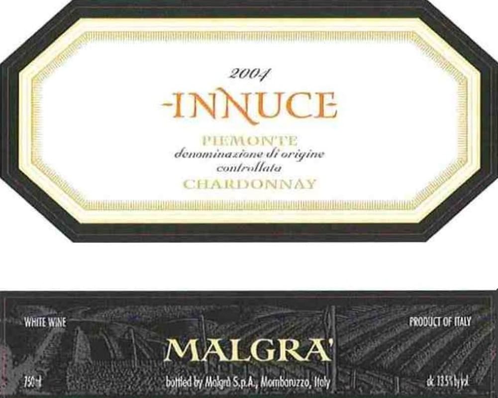 Malgra Azienda Vitivinicola Piemonte Innuce Chardonnay 2004 Front Label