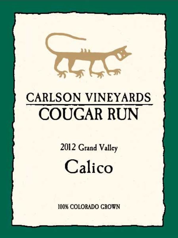 Carlson Vineyards Cougar Red Calico 2012 Front Label