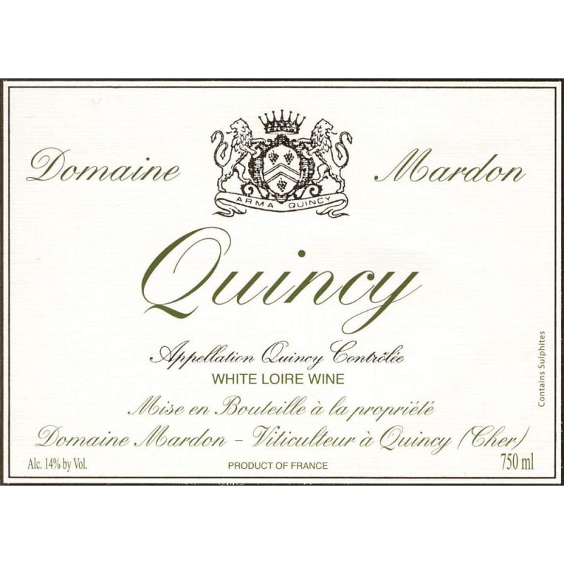 Domaine Mardon Quincy Cuvee Tres Vieilles Vignes 2016 Front Label