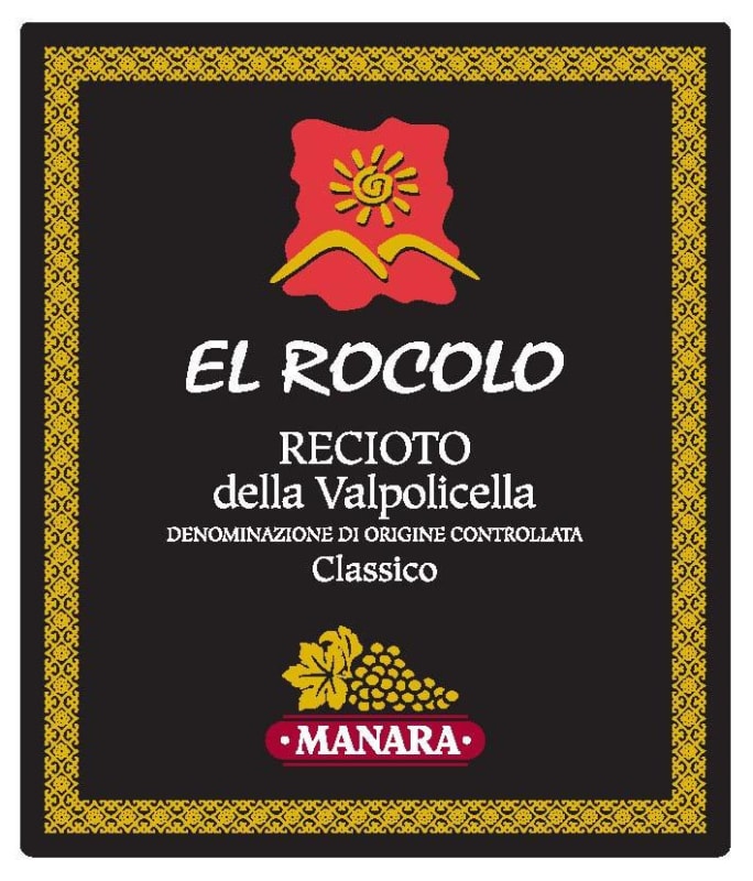 Manara Vini Recioto della Valpolicella Classico El Rocolo 2012 Front Label