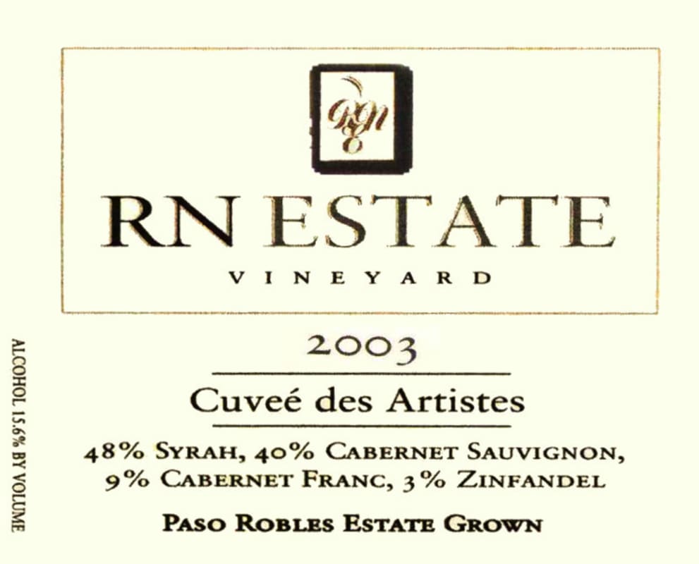 RN Estate Cuvee des Artistes 2003 Front Label