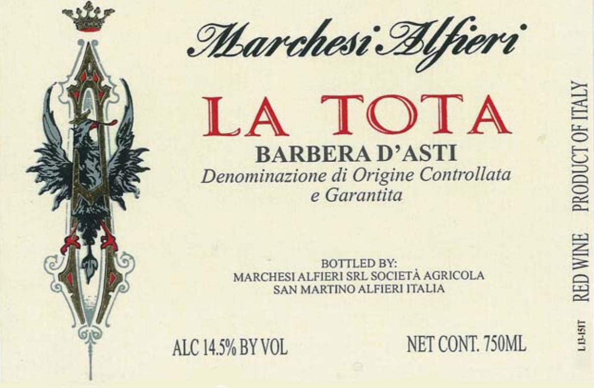 Marchesi Alfieri Barbera d'Asti La Tota 2013 Front Label