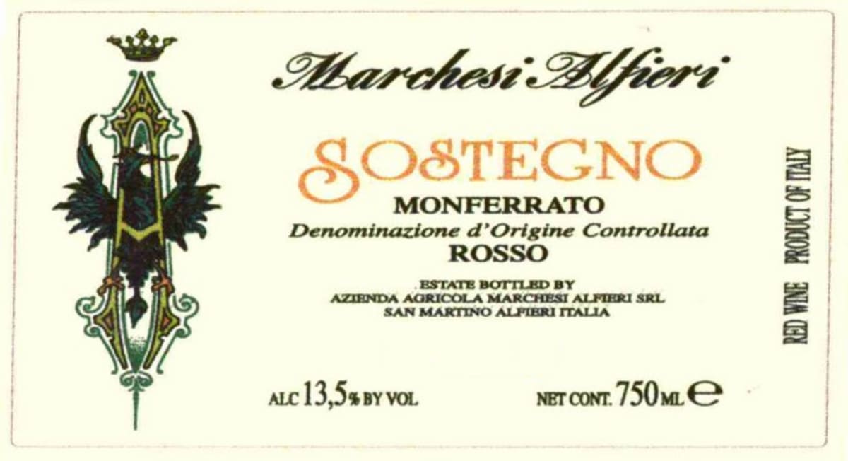 Marchesi Alfieri Monferrato Sostegno Rosso 2010 Front Label