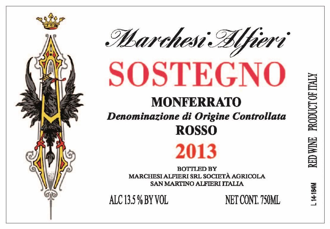 Marchesi Alfieri Monferrato Sostegno Rosso 2013 Front Label