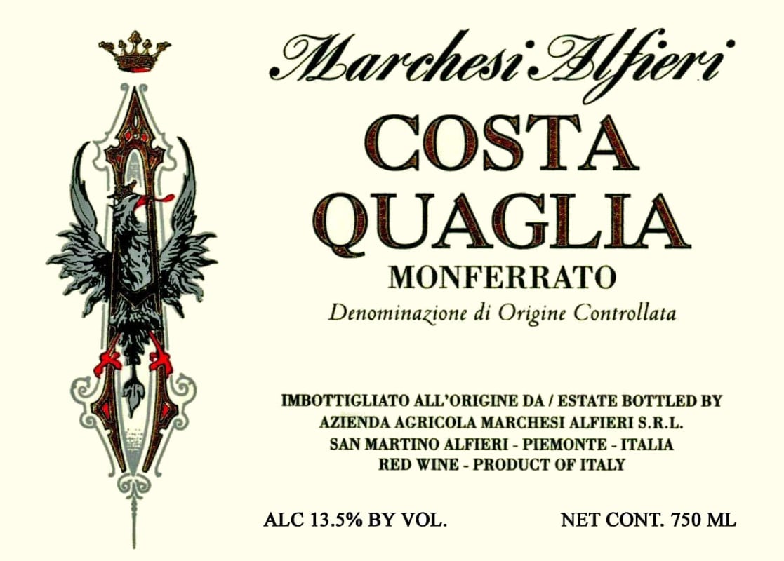 Marchesi Alfieri Monferrato Costa Quaglia 2010 Front Label