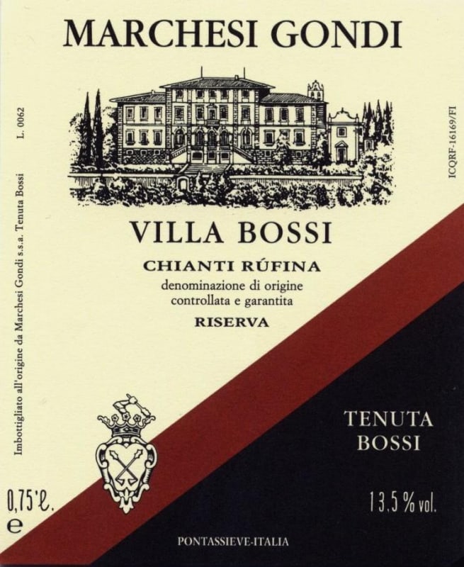 Marchesi Gondi Chianti Rufina Villa di Bossi Riserva 2011 Front Label