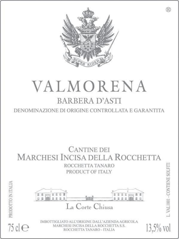 Marchesi Incisa della Rocchetta Valmorena Barbera d'Asti 2015 Front Label