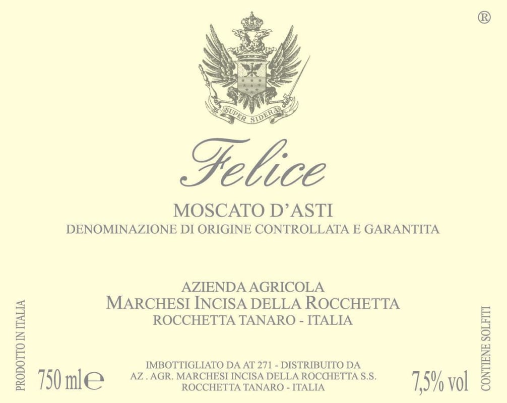 Marchesi Incisa della Rocchetta Felice Moscato d'Asti 2015 Front Label