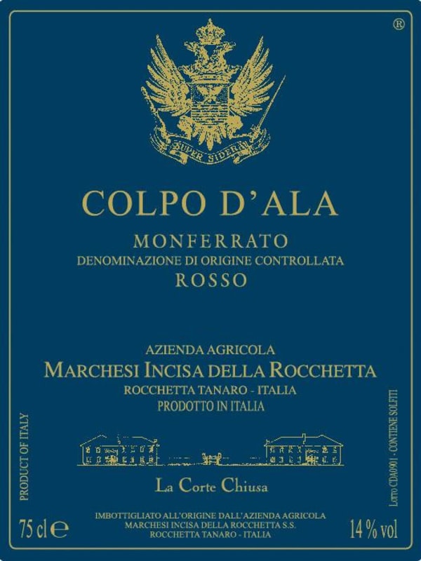 Marchesi Incisa della Rocchetta Monferrato Colpo d'Ala Rosso 2015 Front Label