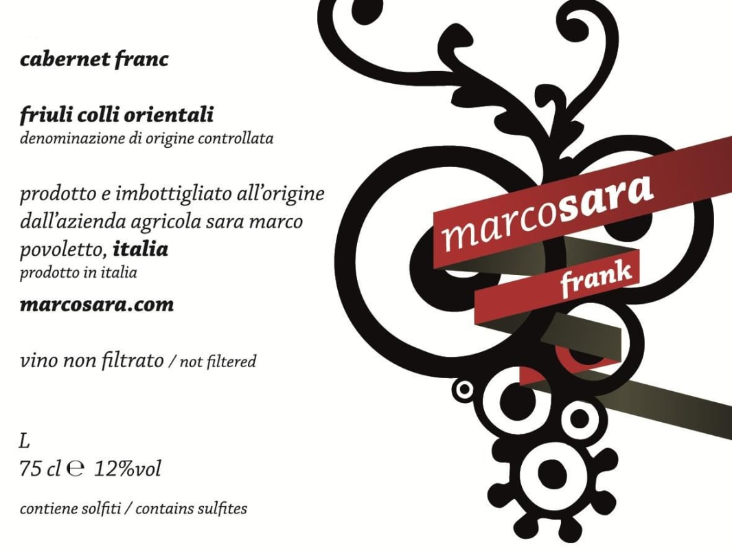 Marco Sara Colli Orientali del Friuli Frank Cabernet Franc 2014 Front Label