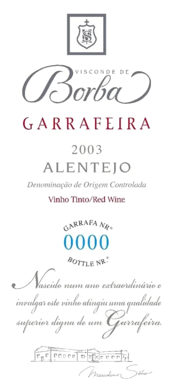 Marcolino Sebo Visconde de Borba Garrafeira Tinto 2003 Front Label