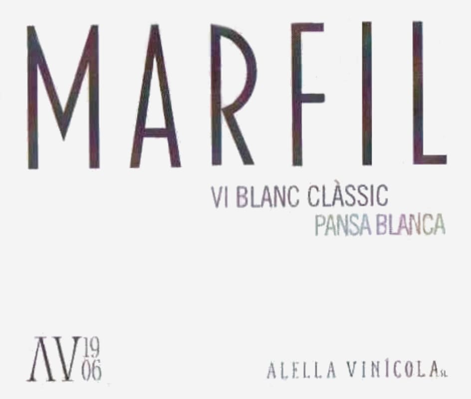 Marfil Alella Winery Vinicola Blanc Classic Pansa Blanca 2015 Front Label