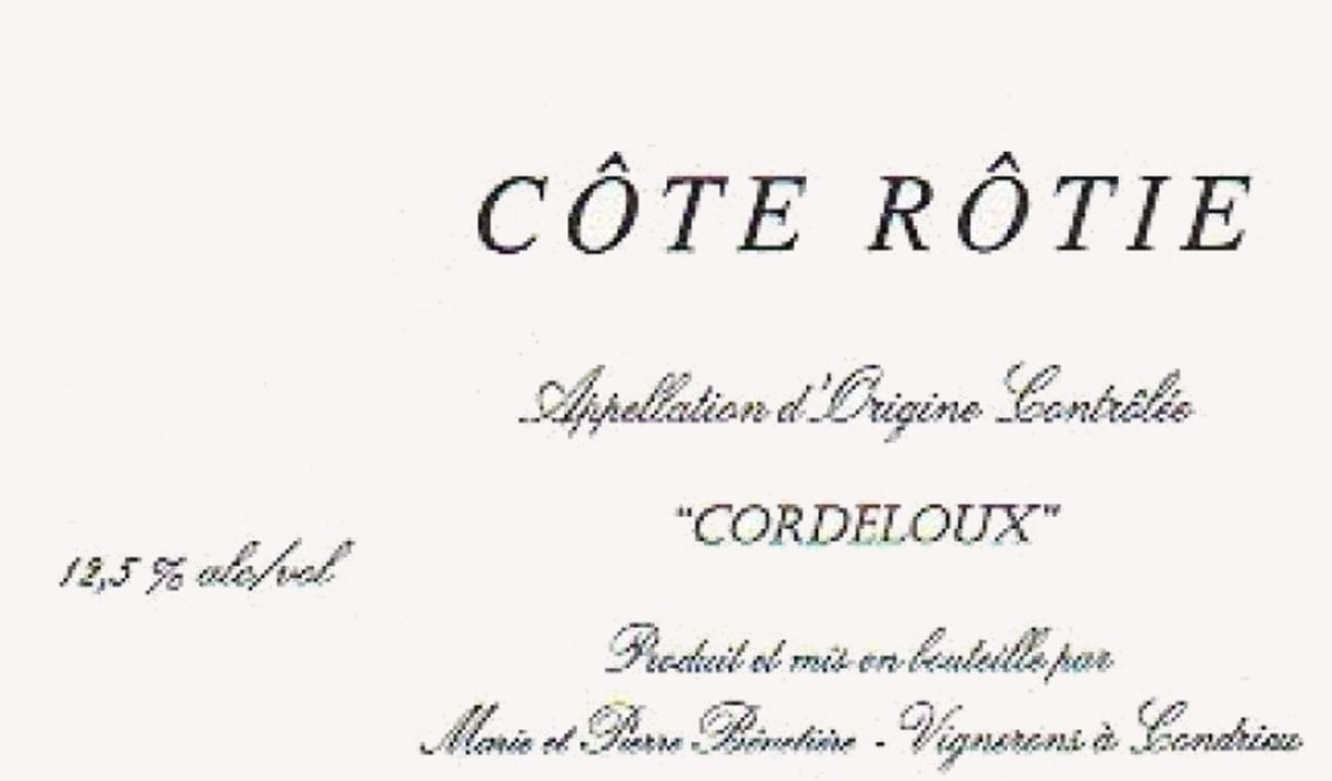 Marie et Pierre Benetiere Cote Rotie Cordeloux 2012 Front Label