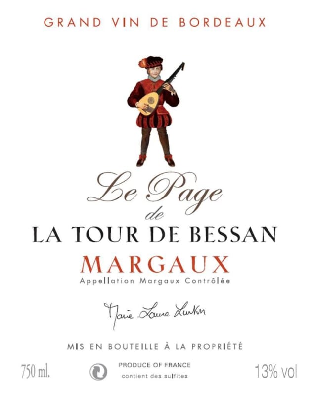Marie Laure Lurton Le Page de Tour de Bessan 2014 Front Label