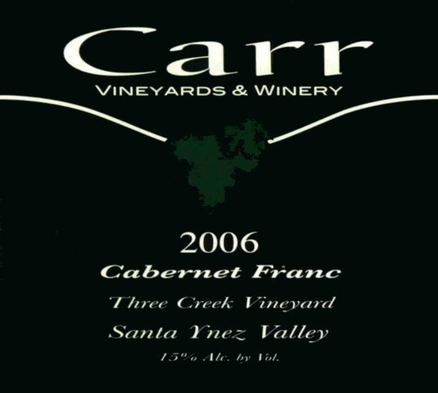 Carr Vineyards & Winery Three Creek Vineyard Cabernet Franc 2006 Front Label