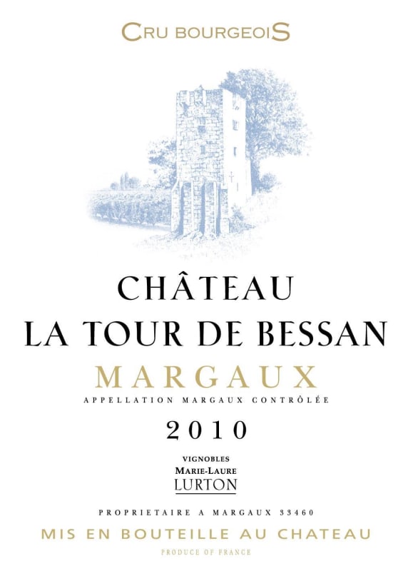Marie Laure Lurton Chateau La Tour de Bessan 2010 Front Label