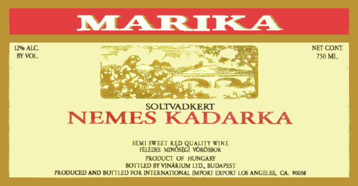 Marika Nemes Kadarka 2013 Front Label