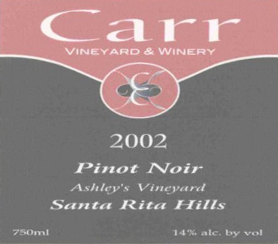 Carr Vineyards & Winery Ashley's Vineyard Pinot Noir 2002 Front Label