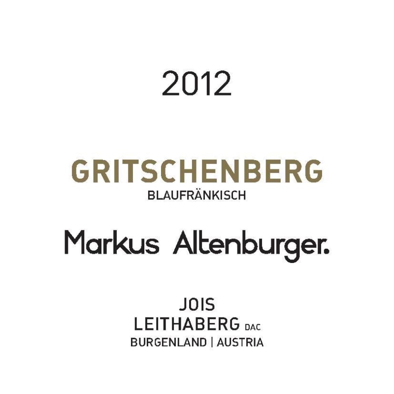 Markus Altenburger Gritschenberg Blaufrankisch 2012 Front Label