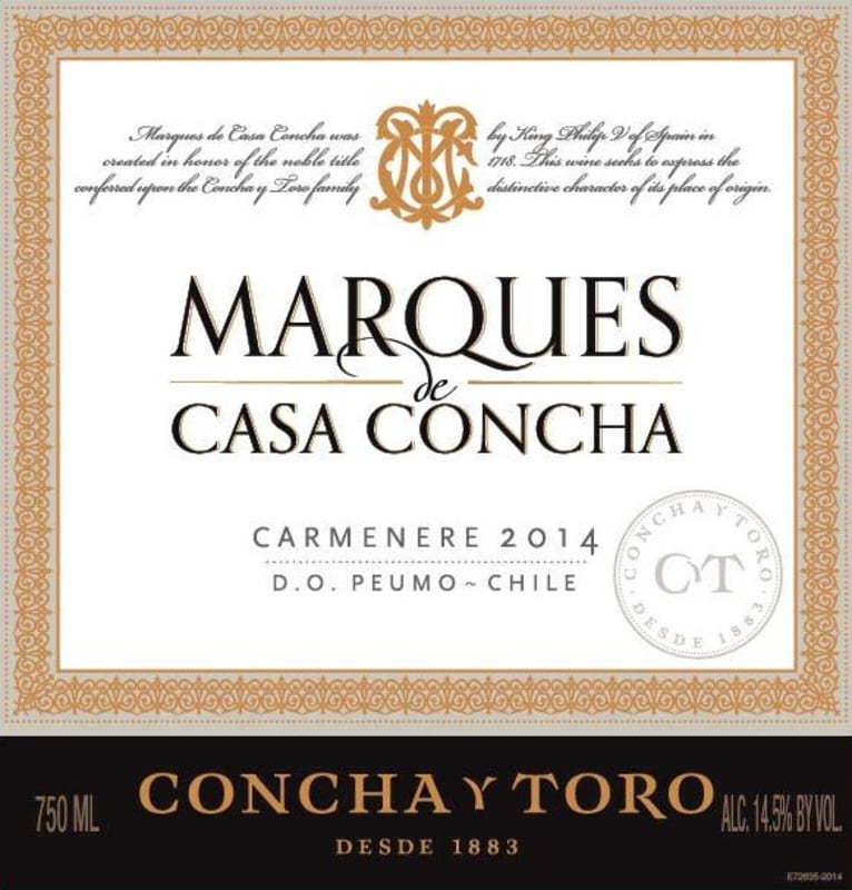 Marques de Casa Concha Carmenere 2014 Front Label
