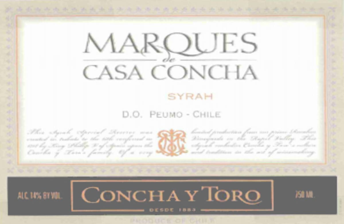Marques de Casa Concha Syrah 2005 Front Label