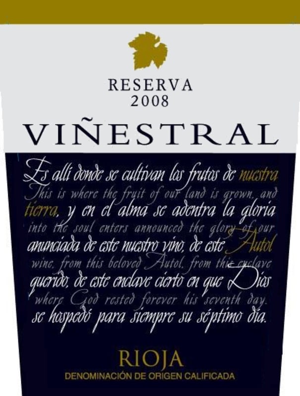 Marques de Reinosa Vinestral Reserva 2008 Front Label