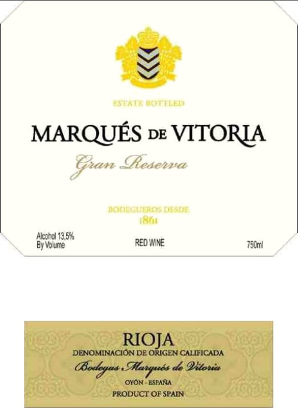 Marques de Vitoria Gran Reserva 2008 Front Label