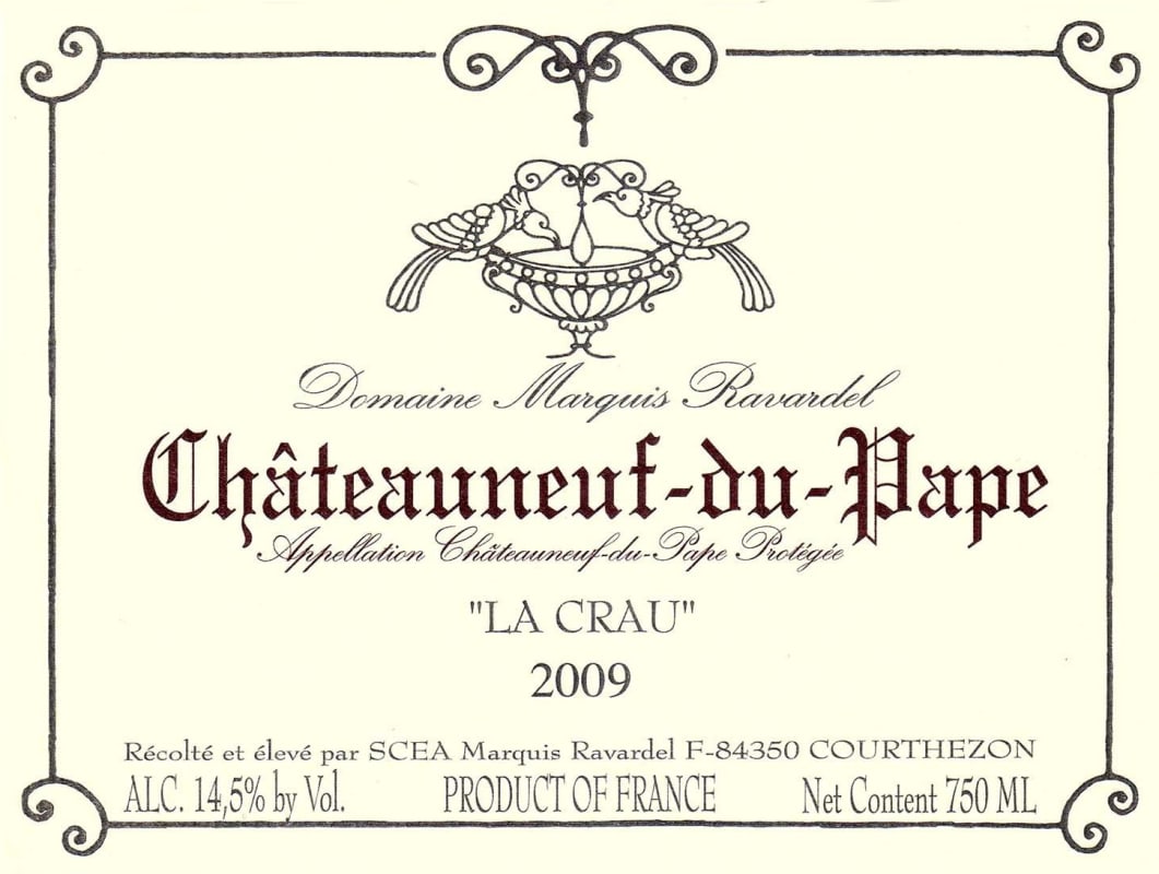 Marquis Ravardel Chateauneuf-du-Pape La Crau 2009 Front Label