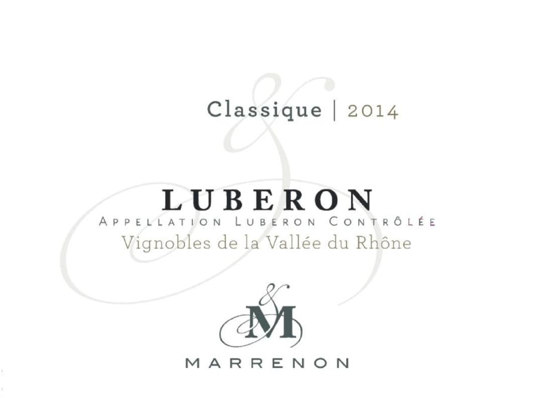 Marrenon Luberon Classique Blanc 2014 Front Label