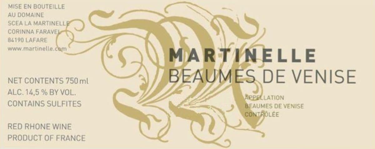 Martinelle Beaumes de Venise 2014 Front Label