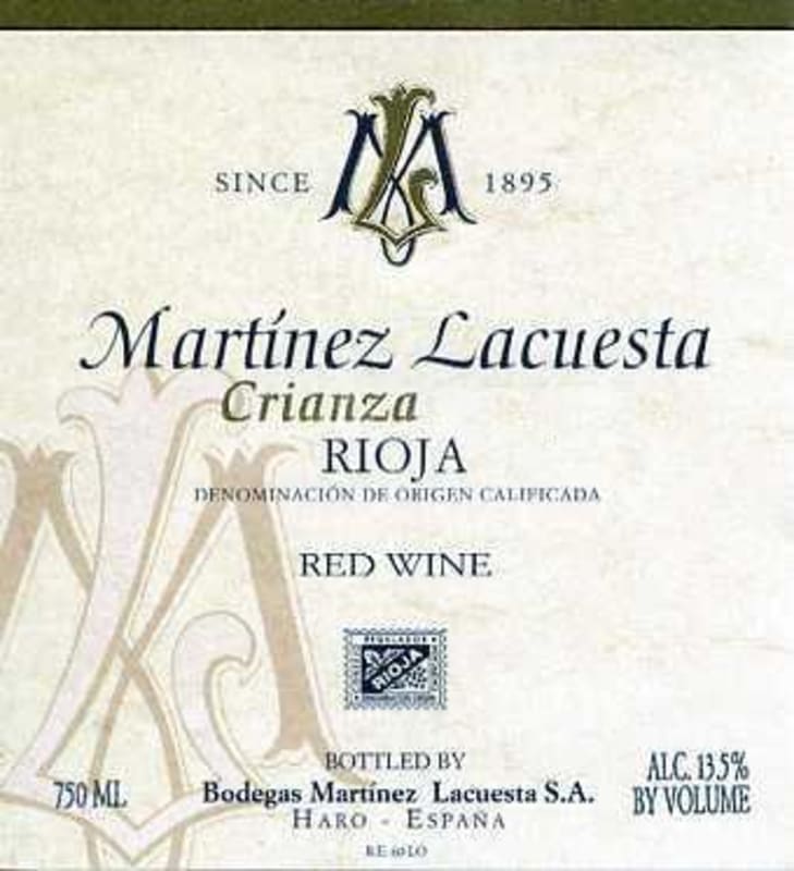 Martinez Lacuesta Crianza 2009 Front Label