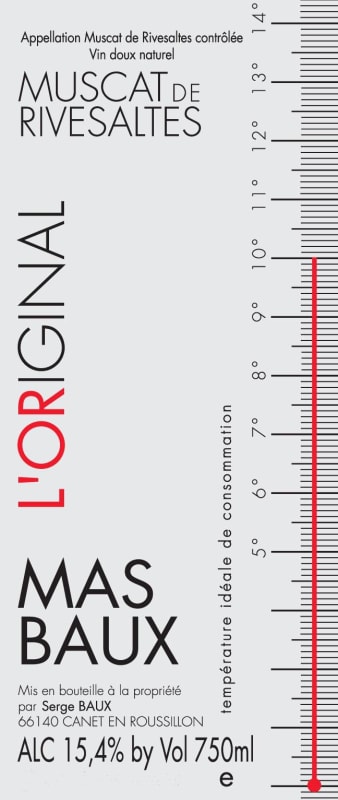 Mas Baux Muscat de Rivesaltes l'Original 2014 Front Label