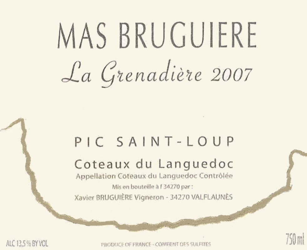 Mas Bruguiere Pic Saint-Loup La Grenadiere 2007 Front Label