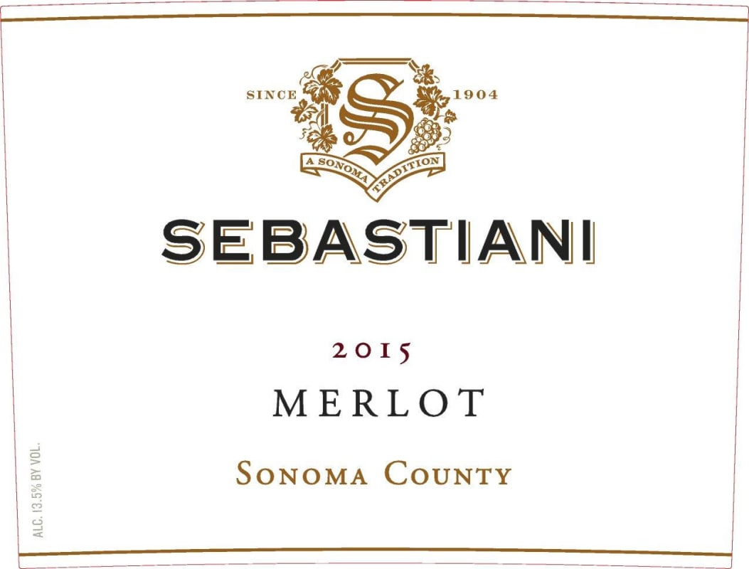 Sebastiani Sonoma County Merlot 2015 Front Label