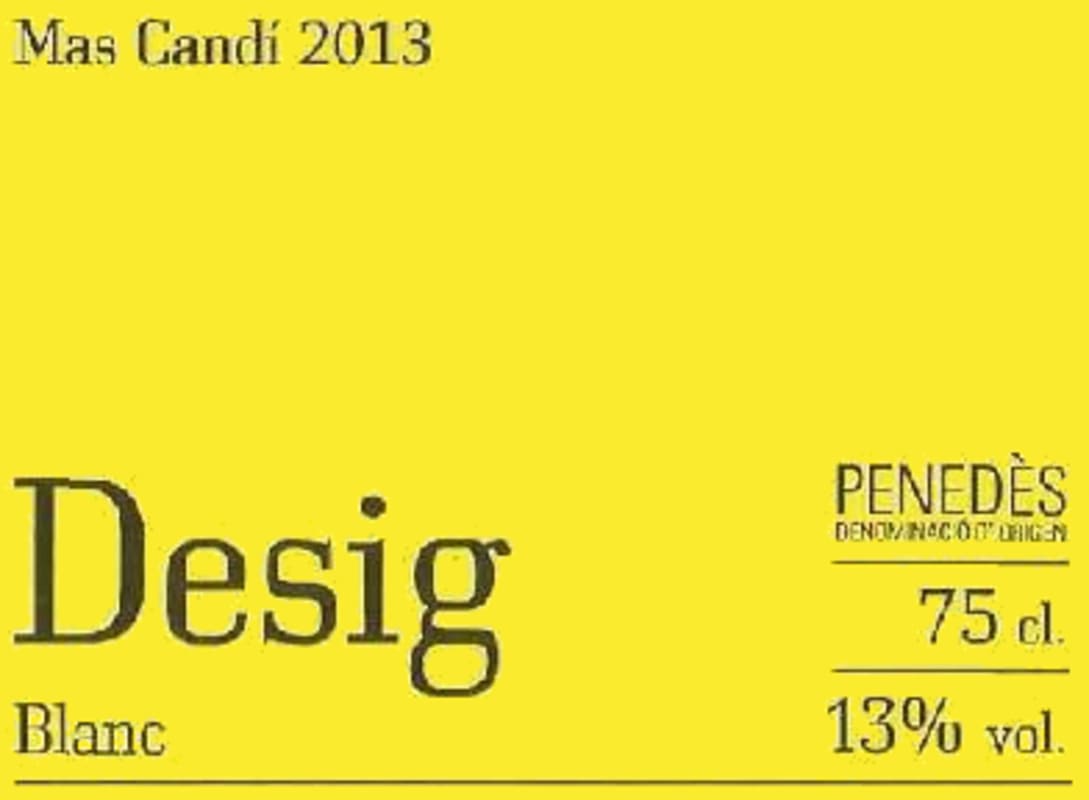 Mas Candi Desig Blanc 2013 Front Label