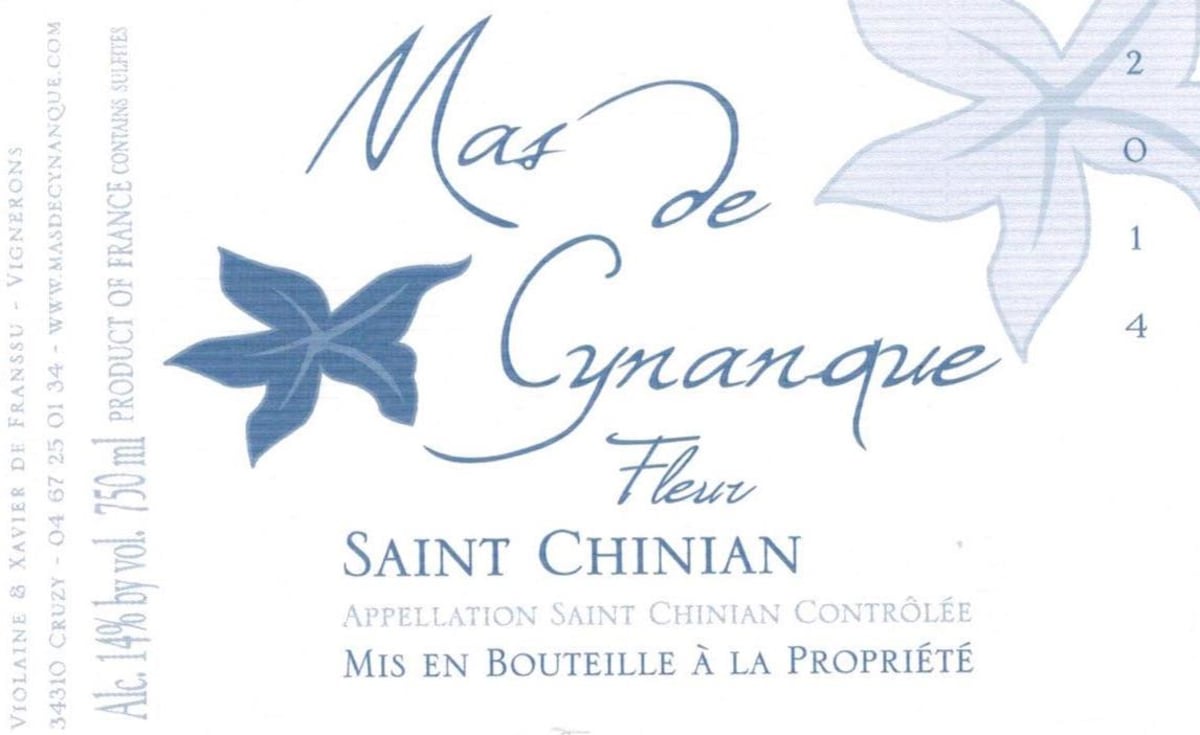 Mas de Cynanque Saint Chinian Fleur de Cynanque 2014 Front Label