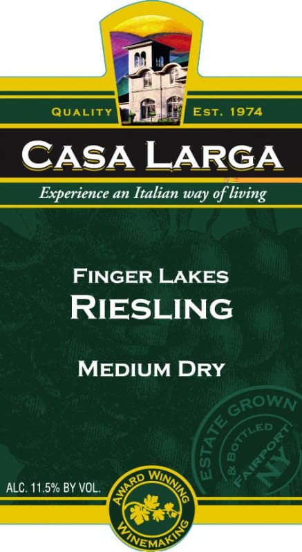 Casa Larga Medium Dry Riesling 2014 Front Label