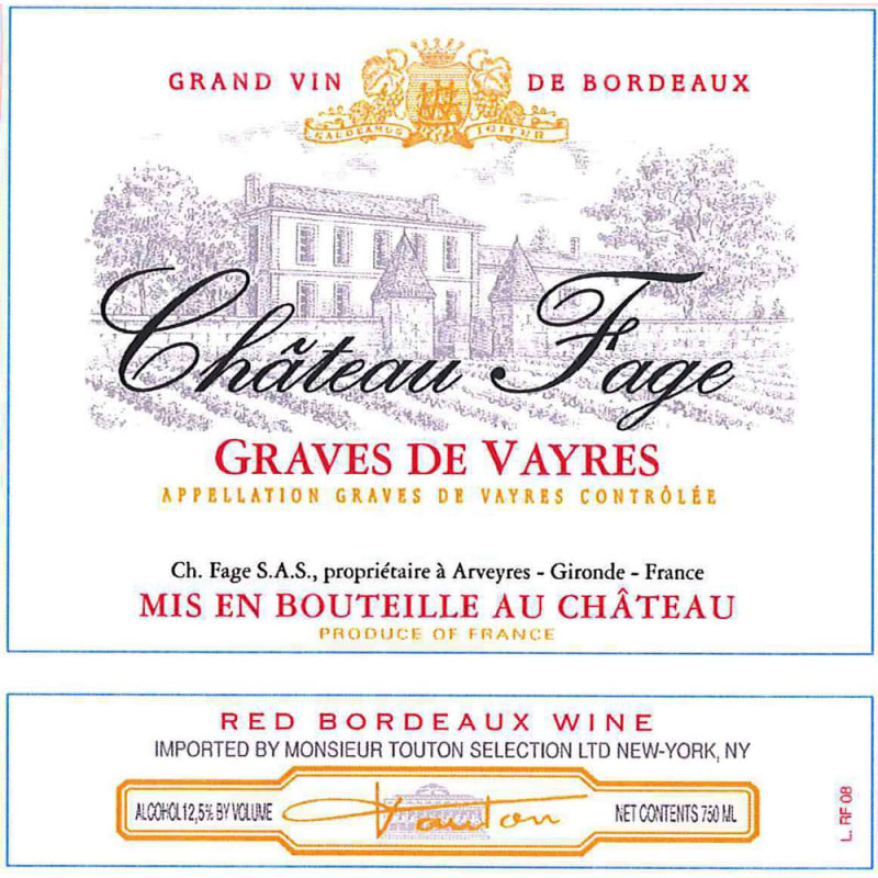 Chateau Fage Red 2015 Front Label