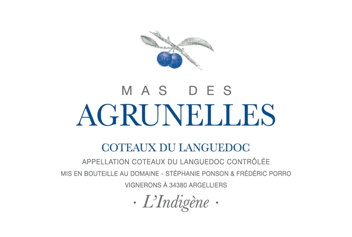 Mas des Agrunelles Languedoc Coteaux du L'Indigene 2012 Front Label