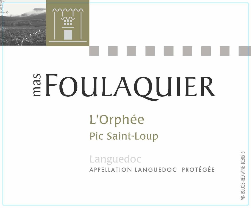 Mas Foulaquier Pic Saint-Loup L'Orphee 2015 Front Label
