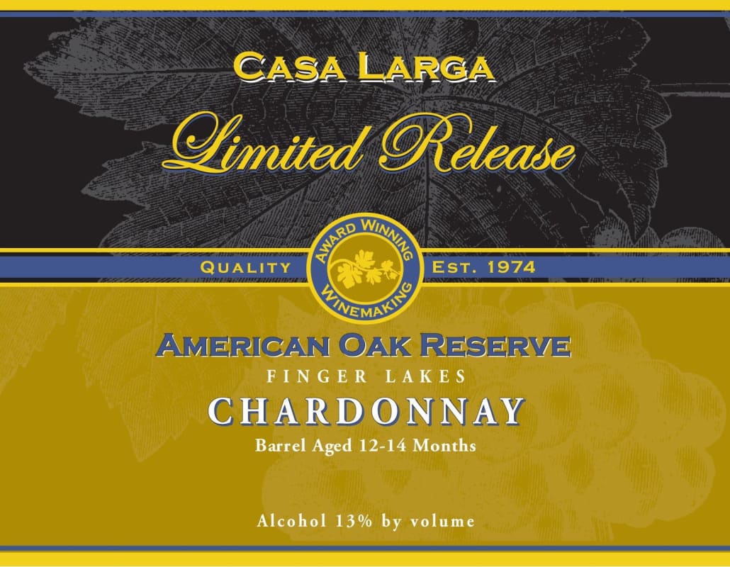 Casa Larga American Oak Reserve Chardonnay 2007 Front Label